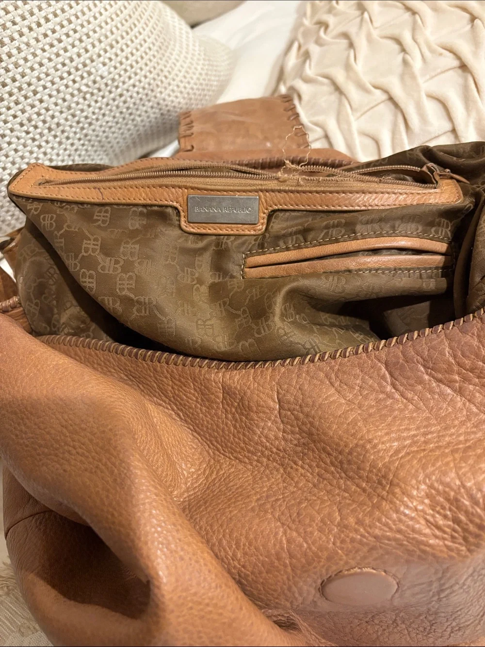 Banana Republic Tan Leather Hobo with Ring Accent